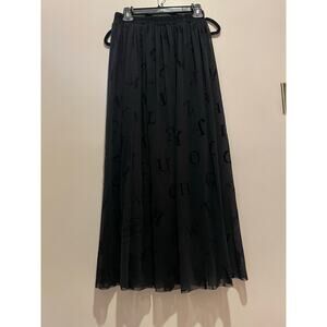 If she Loves black fairy whimsygoth letter maxi skirt size large